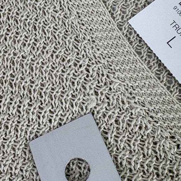 J Jill Open Knit Sweater Size L Truffle Tan V Neck Linen Blend Lagenlook NWT - Picture 9 of 13